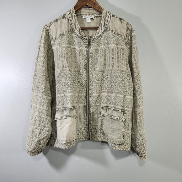 Coldwater Creek Jackets & Blazers - Coldwater Creek size XL light zip-up jacket kinda like acid wash embroidered